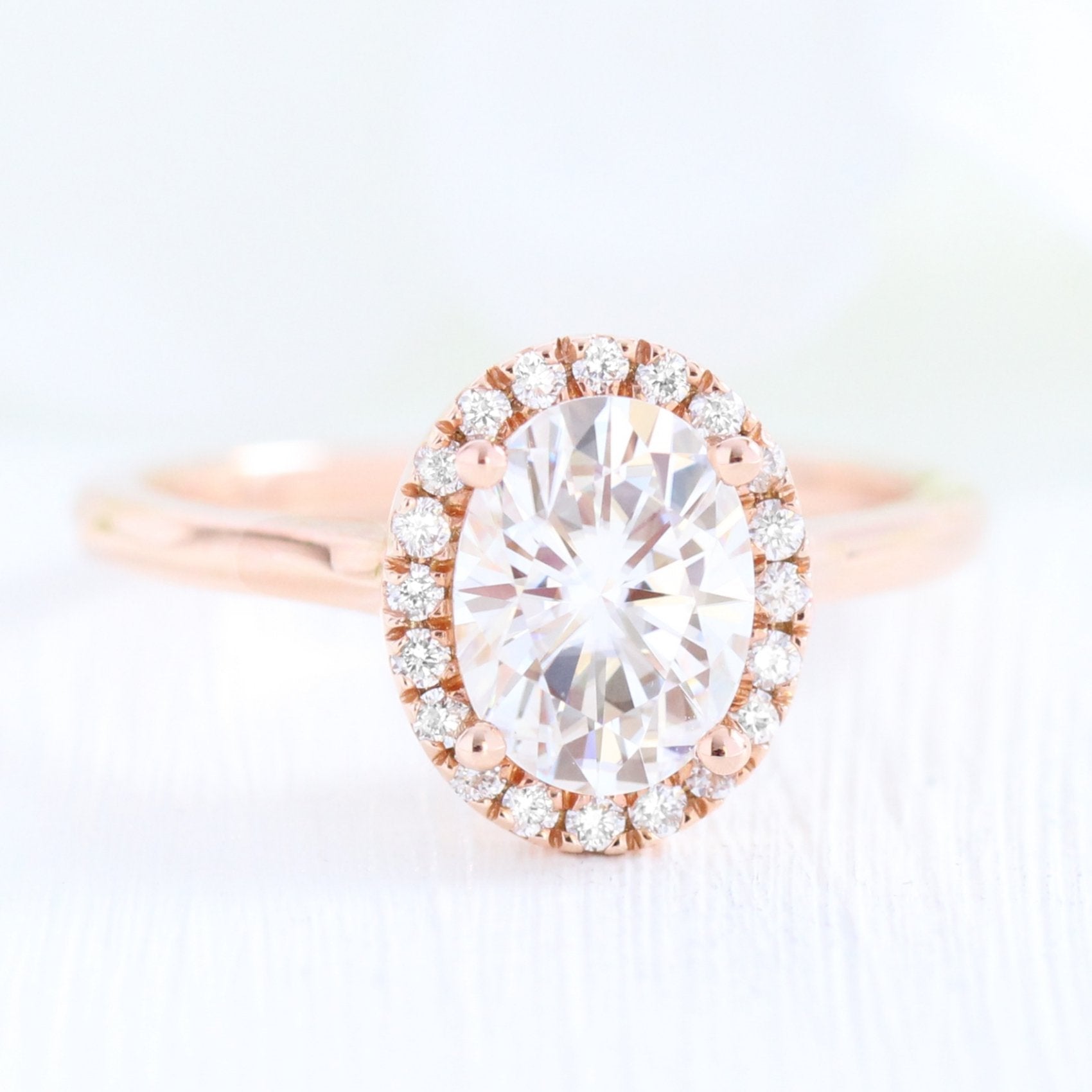 1.50 CT Oval Cut Halo Style Moissanite Engagement Ring