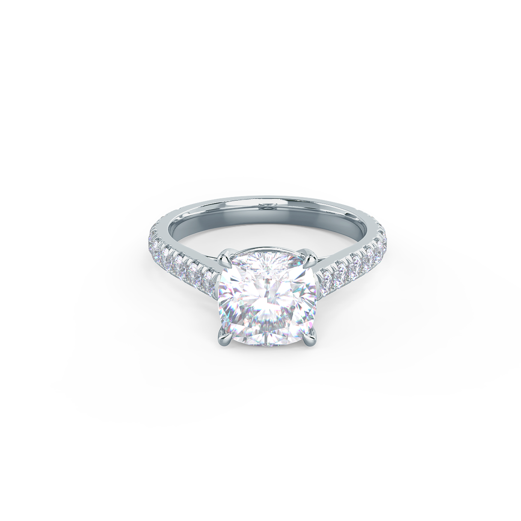 2.25 CT Cushion Moissanite Pave Setting Engagement Ring