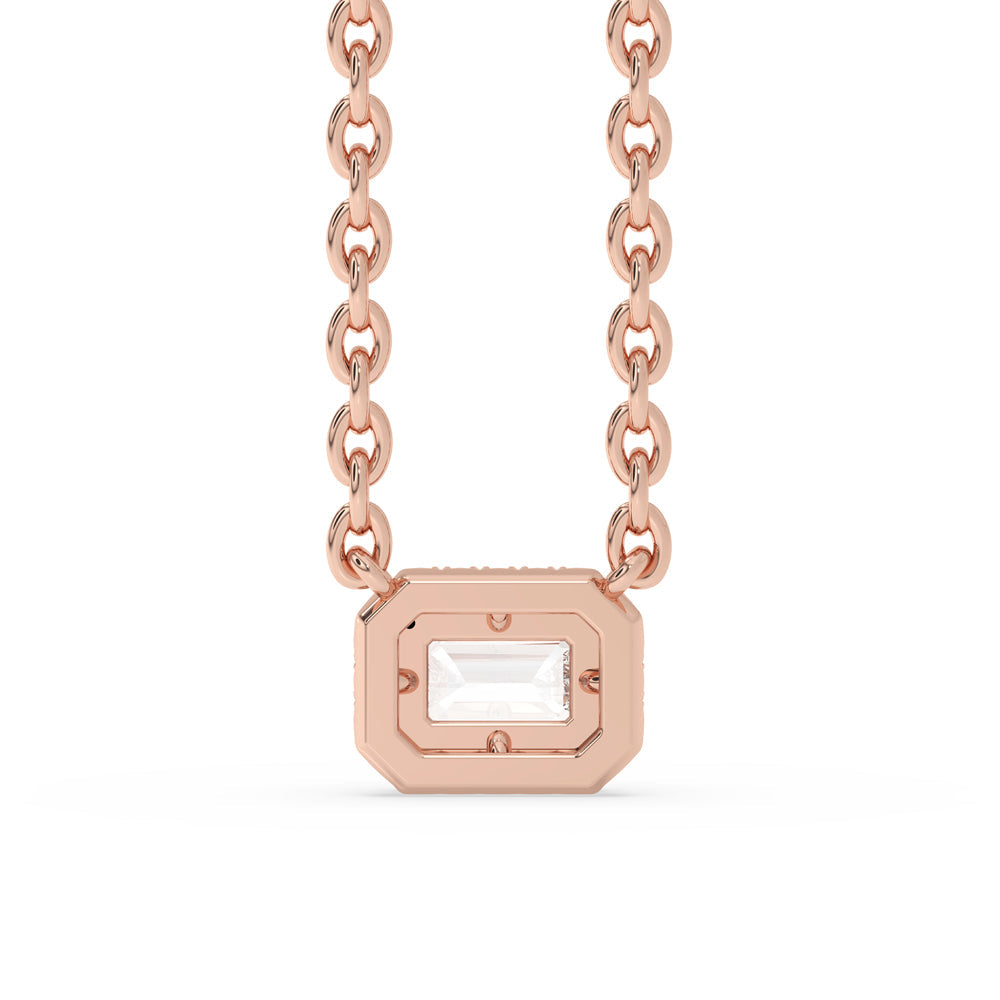 Emerald Cut Diamond Pendant – Halo Style