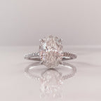 2.0 CT Oval Moissanite Hidden Halo Pave Setting Engagement Ring