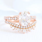1.50CT Oval Cut Moissanite Pave Bridal Ring Set