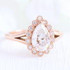 1.50 CT Pear Cut Moissanite Halo Split Shank Style Engagement Ring