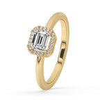 Emerald and Diamond Engagement Ring in Claw Prong