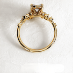 2.0 CT Oval Cut Moissanite Cluster Style Engagement Ring