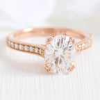 2.0 CT Oval Cut Moissanite Pave Engagement Ring