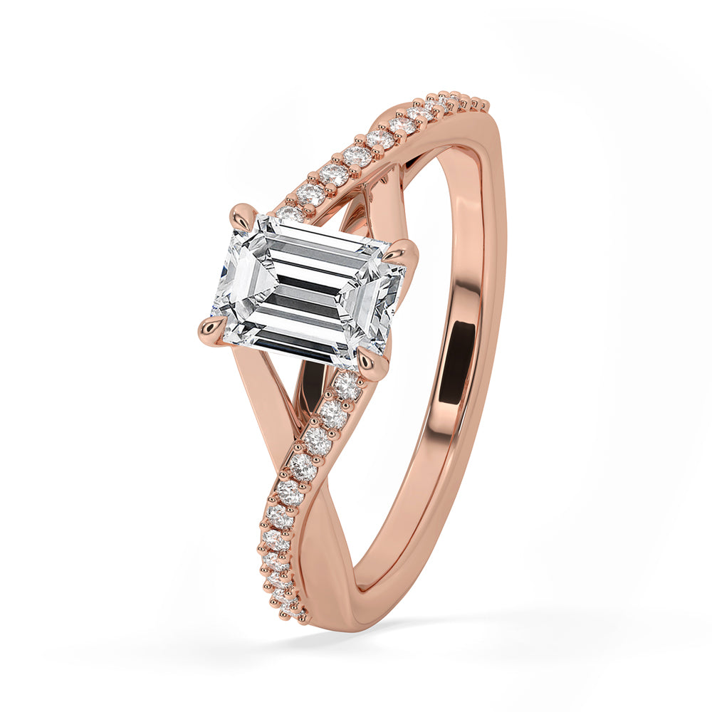 Twisted engagement ring - Emerald Cut Diamond Secondary image