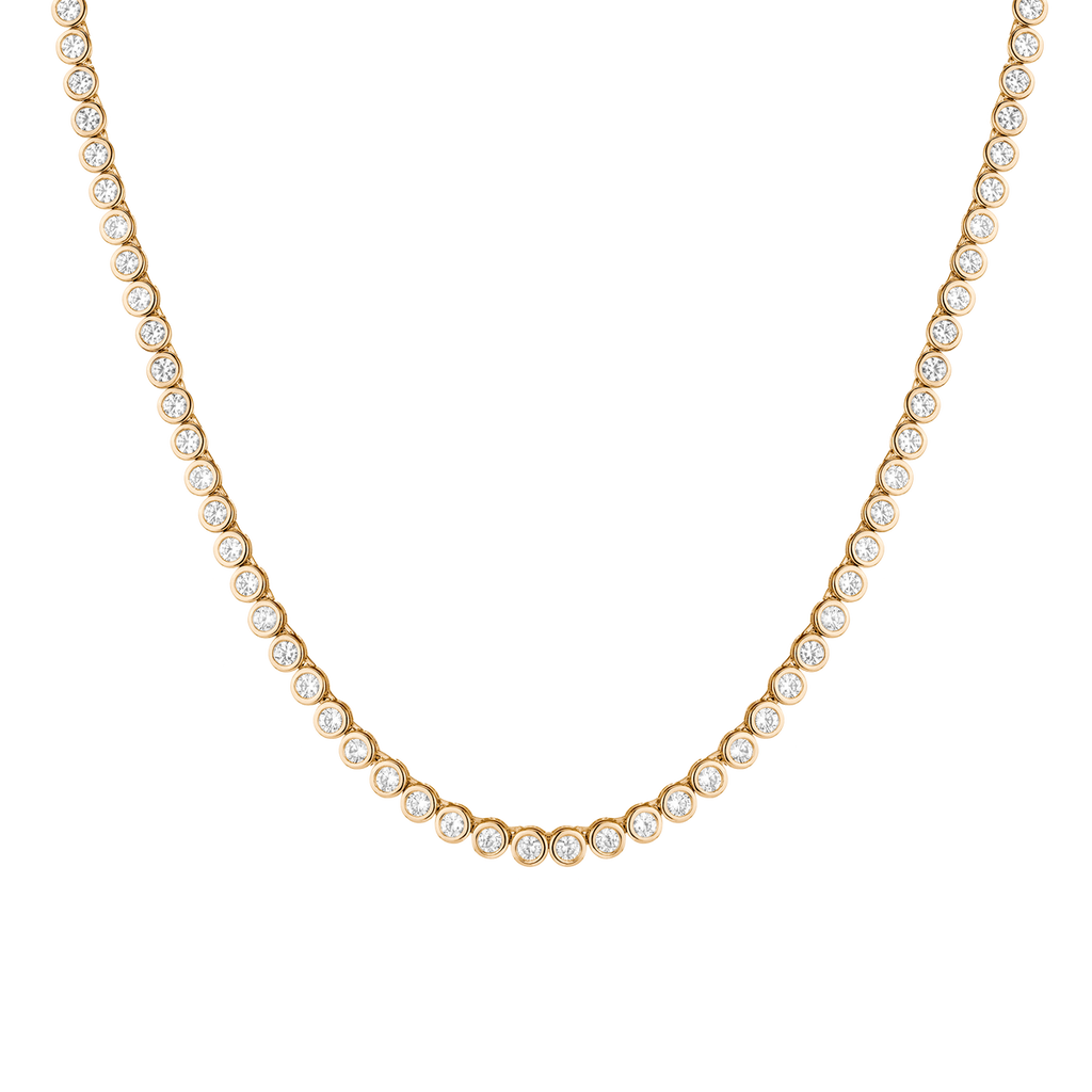 Round Cut Moissanite Diamond Bezel Tennis Necklace