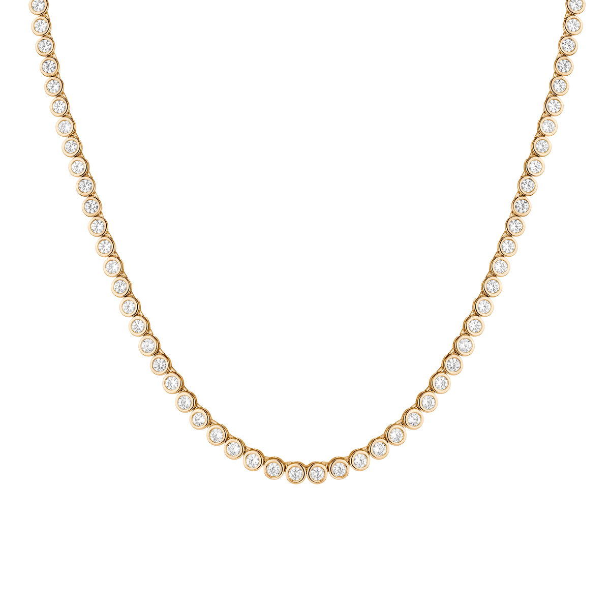 Round Cut Moissanite Diamond Bezel Tennis Necklace