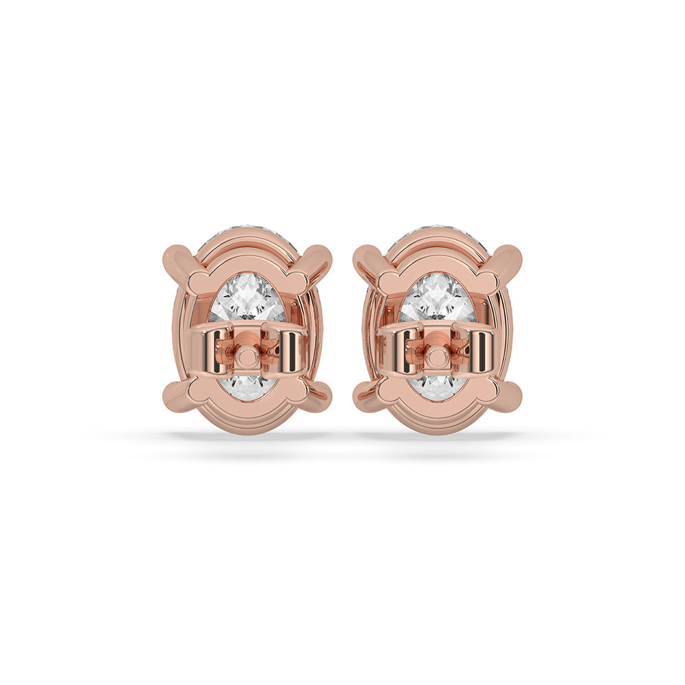Rose Gold Oval Cut Diamond Earrings