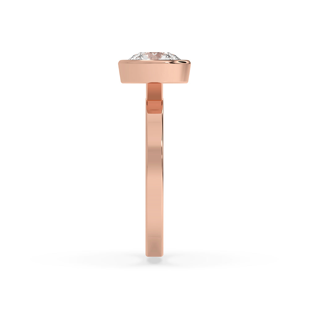 Rose Gold Round Diamond Bezel Setting Engagement Ring