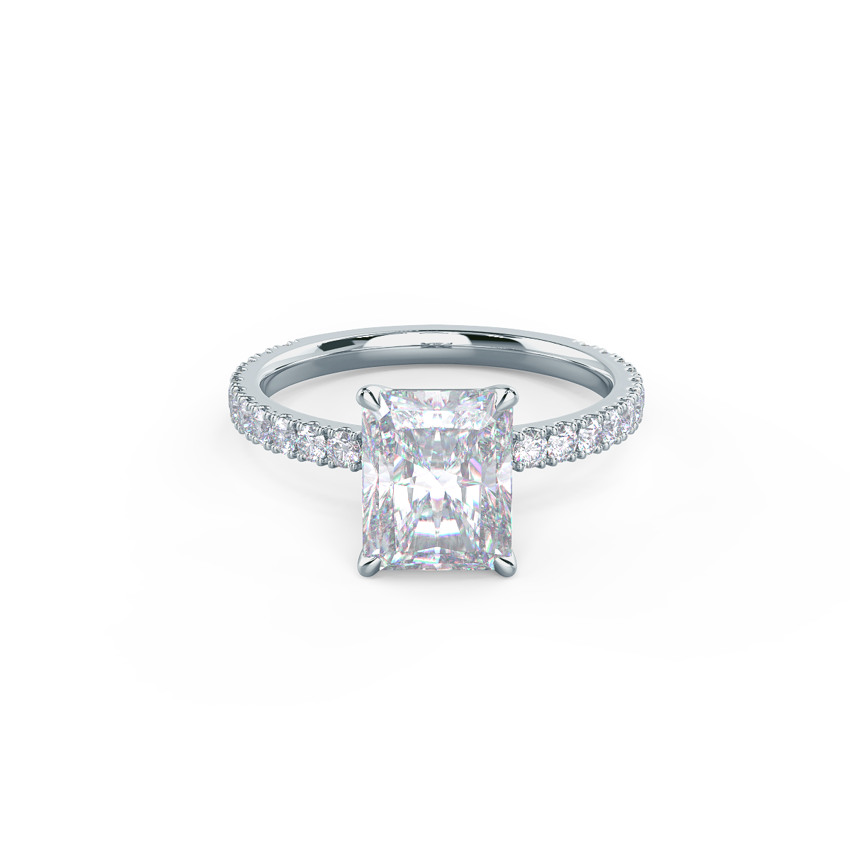 3.0 CT Radiant Moissanite Pave Setting Engagement Ring