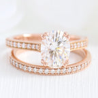 2.0CT Oval Moissanite Pave Bridal Ring Set