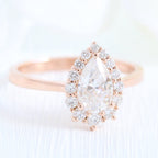 1.0 CT Pear Cut Halo Style Moissanite Engagement Ring