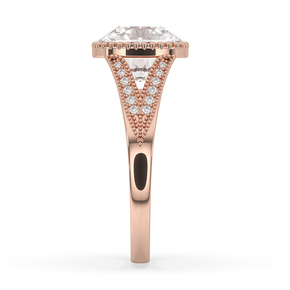 Cushion Cut Milgrain Engagement Ring Setting