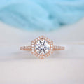 1.0CT Round Brilliant Cut Unique Halo Moissanite Engagement Ring