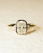 1.50 -3.50 CT Elongated Cushion ⁠Cut Lab Grown Diamond Bezel Engagement Ring