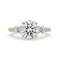 Three Stone Engagement Ring In Pave Setting