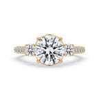Three Stone Engagement Ring In Pave Setting