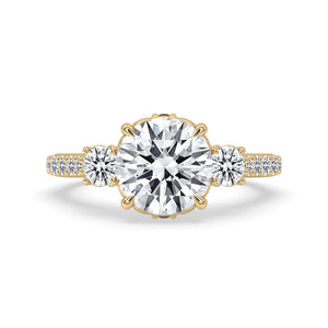 Three Stone Engagement Ring In Pave Setting