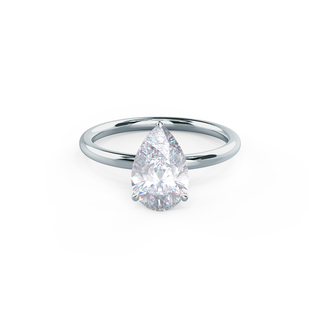 2.0 CT Pear Cut Moissanite Solitaire Engagement Ring