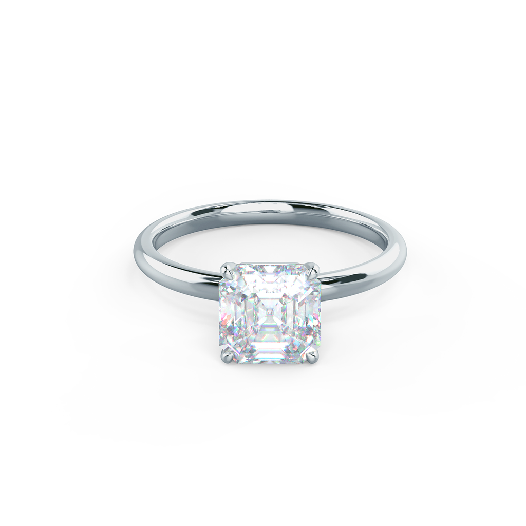 2.0 CT Asscher Cut Moissanite Solitaire Engagement Ring
