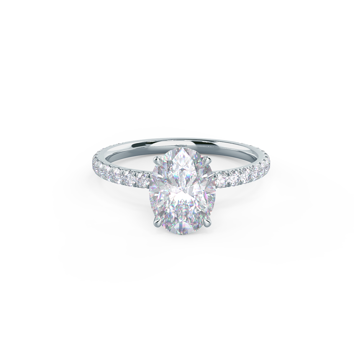 2.25 CT Oval Moissanite Pave Setting Engagement Ring