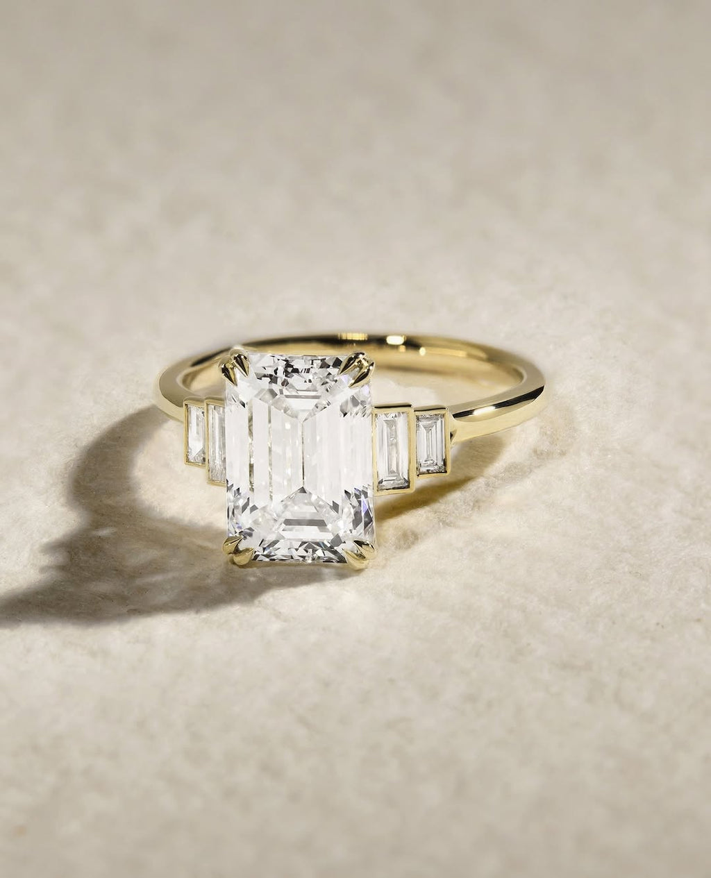 1.50 -3.50 CT Emerald Cut Lab Grown Diamond Five Stone Engagement Ring