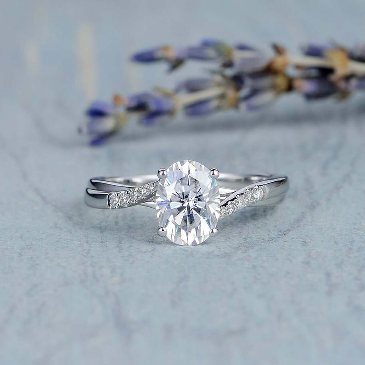 1.50 CT twist Style Moissanite Engagement Ring