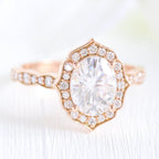 2.0 CT Oval Cut Moissanite Vintage Halo Engagement Ring