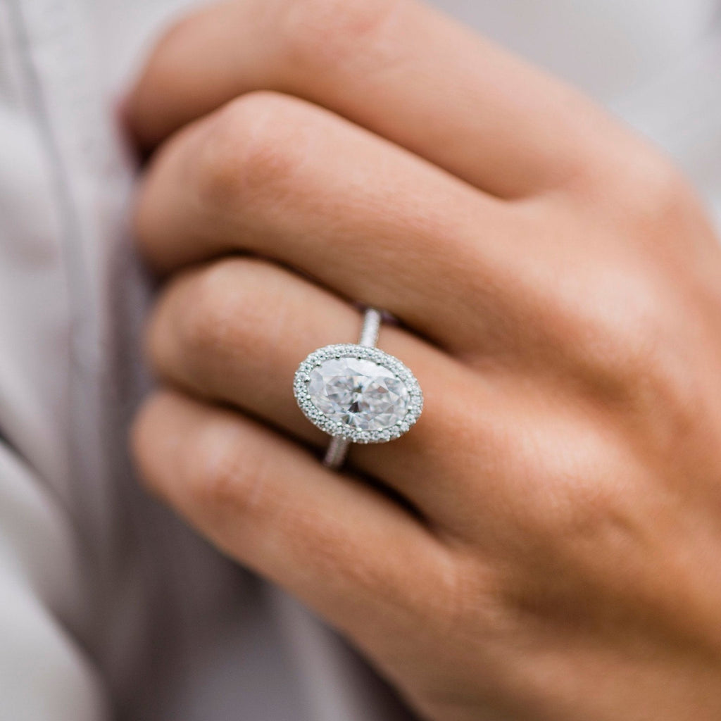 3.85 CT Oval Halo Moissanite Setting Engagement Ring