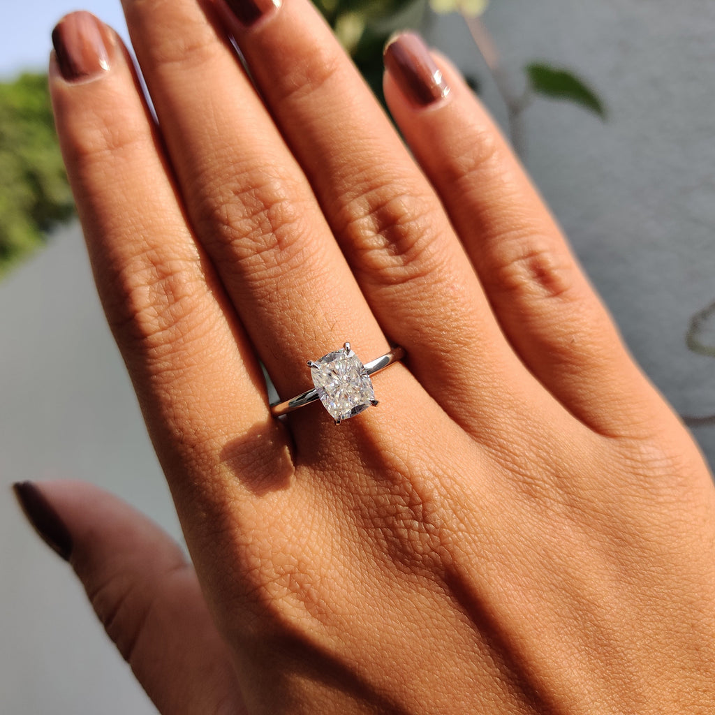 Hidden Halo Cushion Cut Diamond Ring