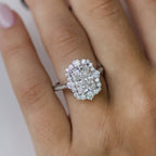 3.40 CT Radiant Moissanite Unique Halo Engagement Ring