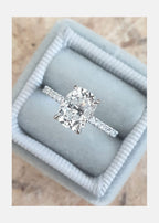 2.0 CT Oval Moissanite Hidden Halo Pave Setting Engagement Ring