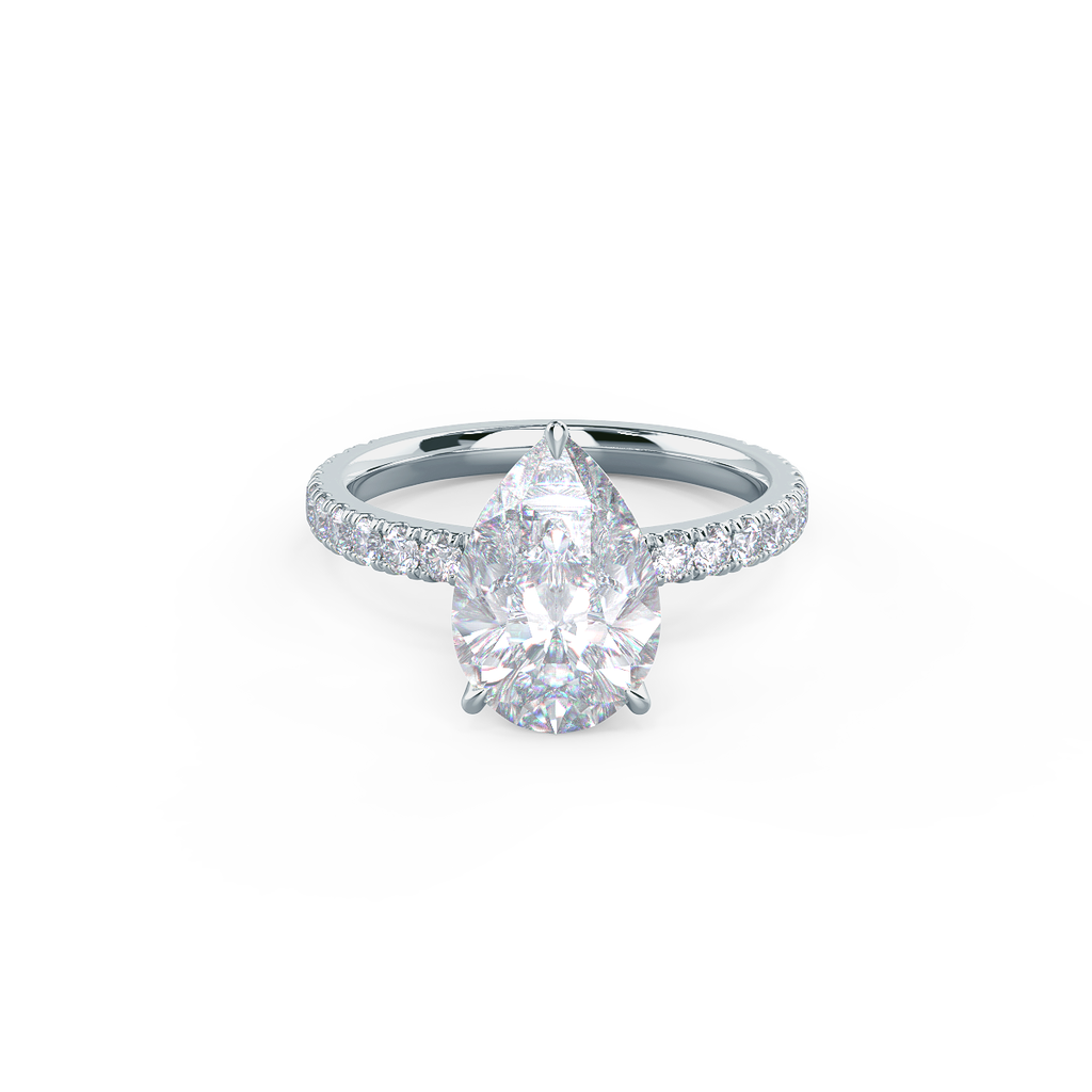 2.25 CT Pear Moissanite Hidden Halo Pave Setting Engagement Ring