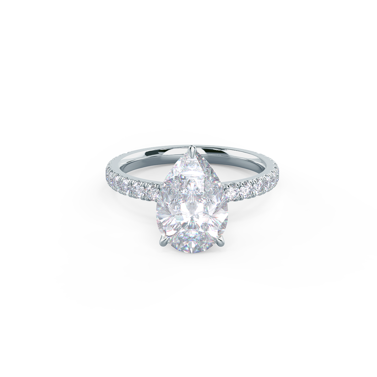 2.25 CT Pear Moissanite Hidden Halo Pave Setting Engagement Ring