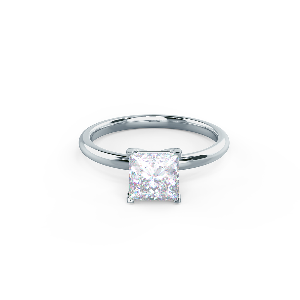 1.75 CT Princess Cut Moissanite Solitaire Engagement Ring