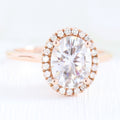 2.0 CT Oval Cut Moissanite Halo Engagement Ring