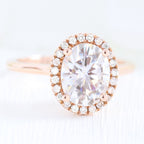 2.0 CT Oval Cut Moissanite Halo Engagement Ring