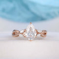 1.33CT Pear Cut Split Shank Moissanite Engagement Ring