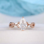 1.33CT Pear Cut Split Shank Moissanite Engagement Ring