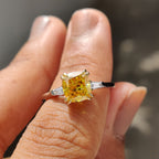 3 Stone Diamond Engagement Ring With Cushion & Baguette