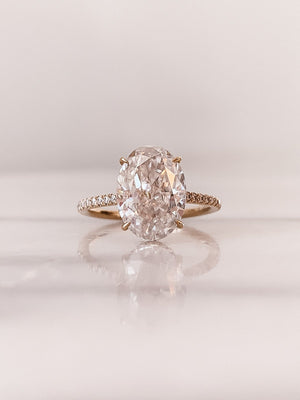 2.80 CT Oval Moissanite Hidden Halo Pave Setting Engagement Ring