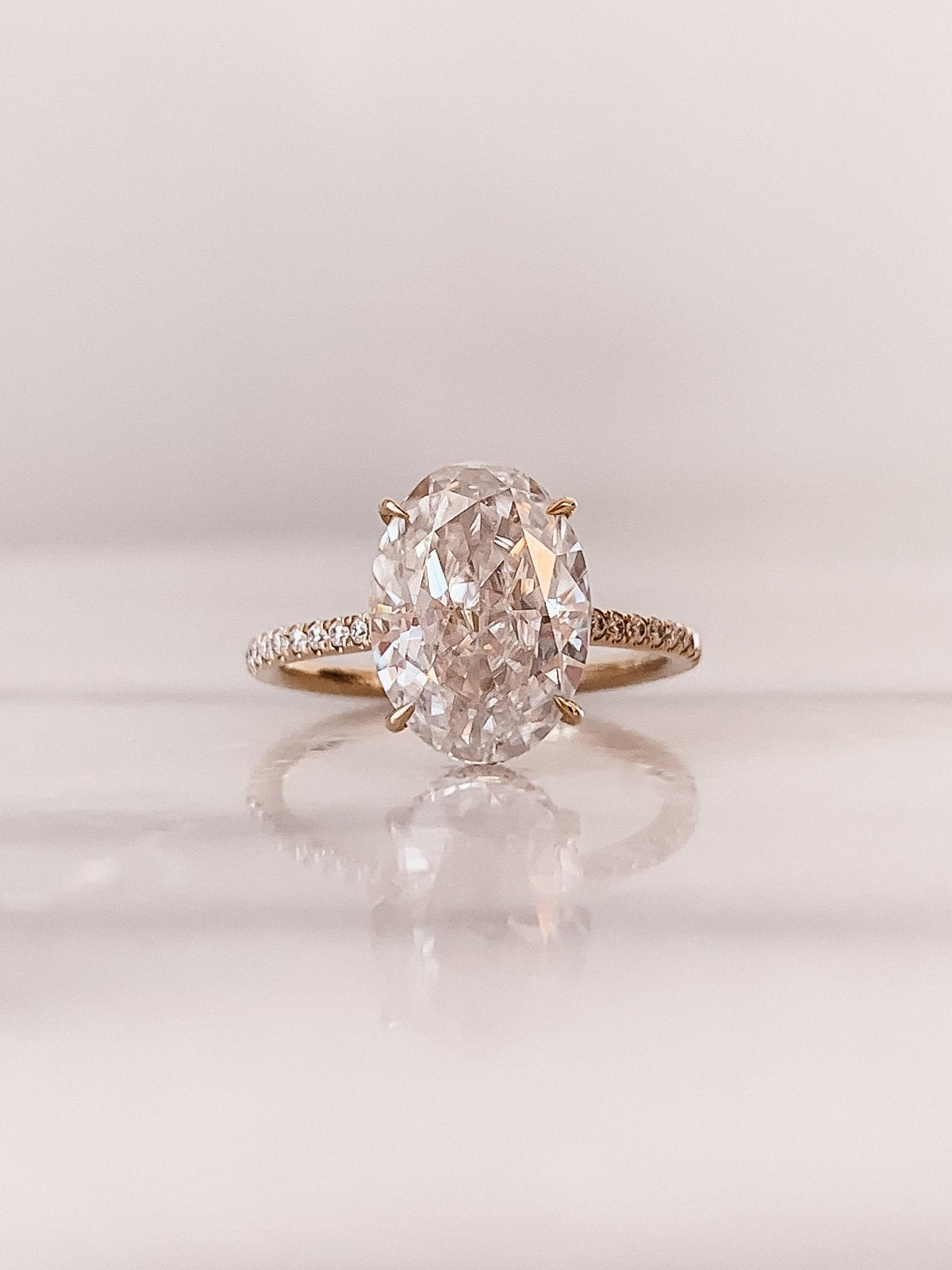 2.80 CT Oval Moissanite Hidden Halo Pave Setting Engagement Ring