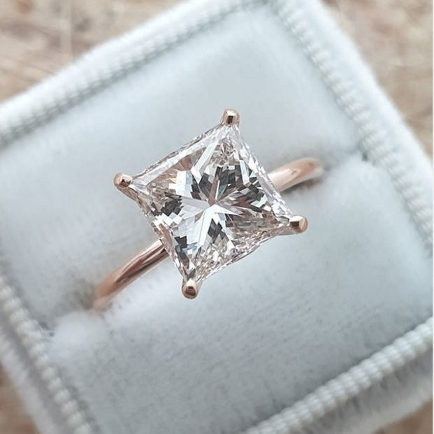 2.13 CT Princess Cut Moissanite Solitaire Engagement Ring