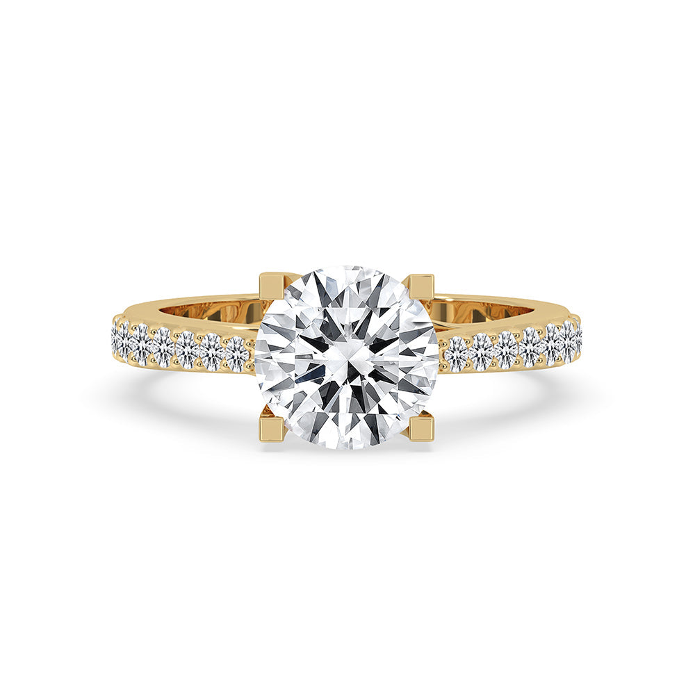 Round Pave Engagement Ring In Yellow Gold Main image