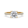 Round Pave Engagement Ring In Yellow Gold