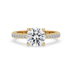 Round Pave Engagement Ring In Yellow Gold