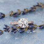 2.0 CT Round Moissanite Pave Setting Engagement Ring