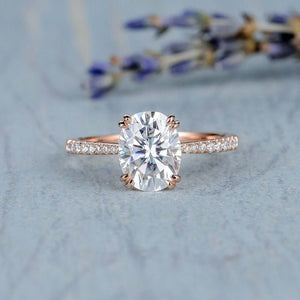 2.0 CT Oval Cut Moissanite Pave Engagement Ring