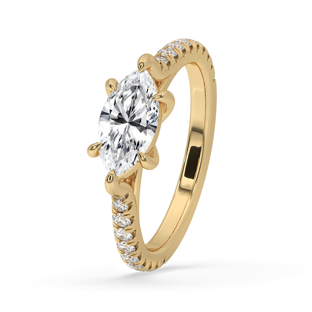 Marquise Cut Diamond Ring in East to West Setting